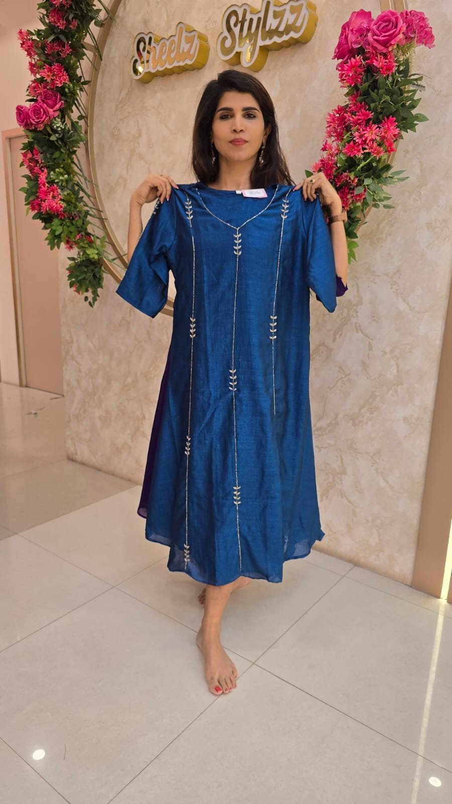 Aline Semi silk top – Rama Blue