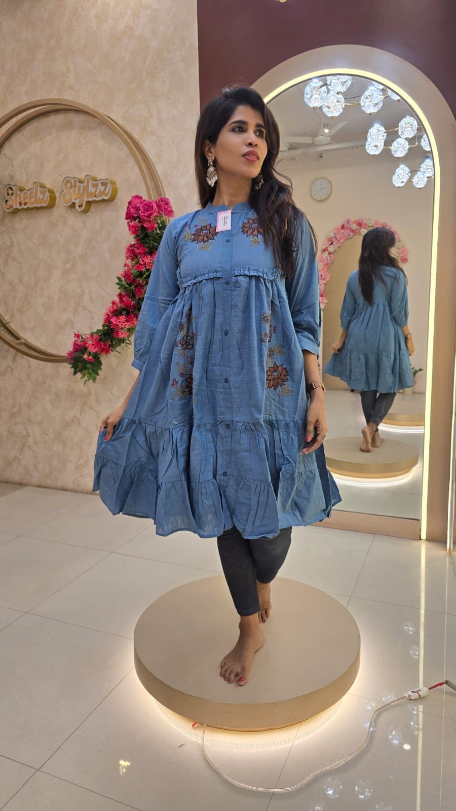 Midi dress cum Jean top - Denim Blue Colour