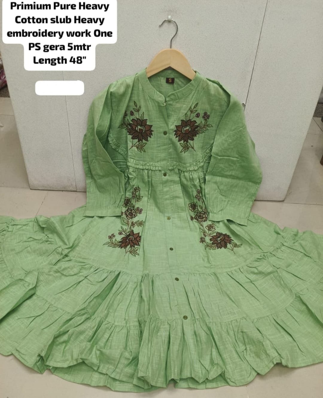 Midi dress cum Jean top - Sage Green Colour