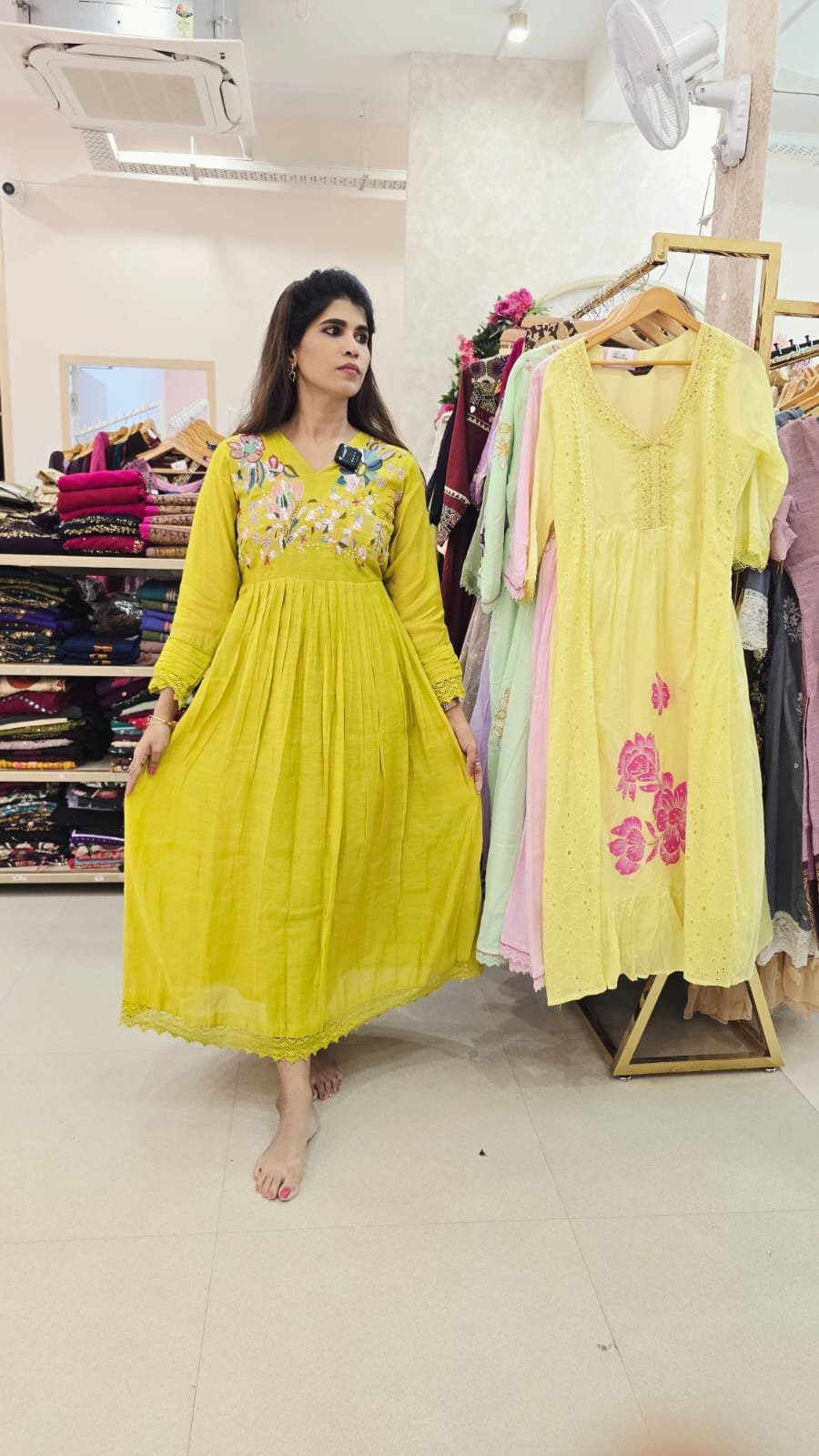 MUL CHANDERI - LIME GREEN