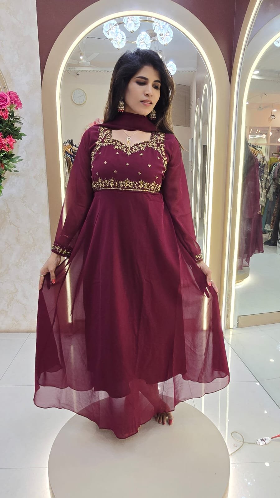 ANARKALI WITH SHAWL -FULL SLEEVES