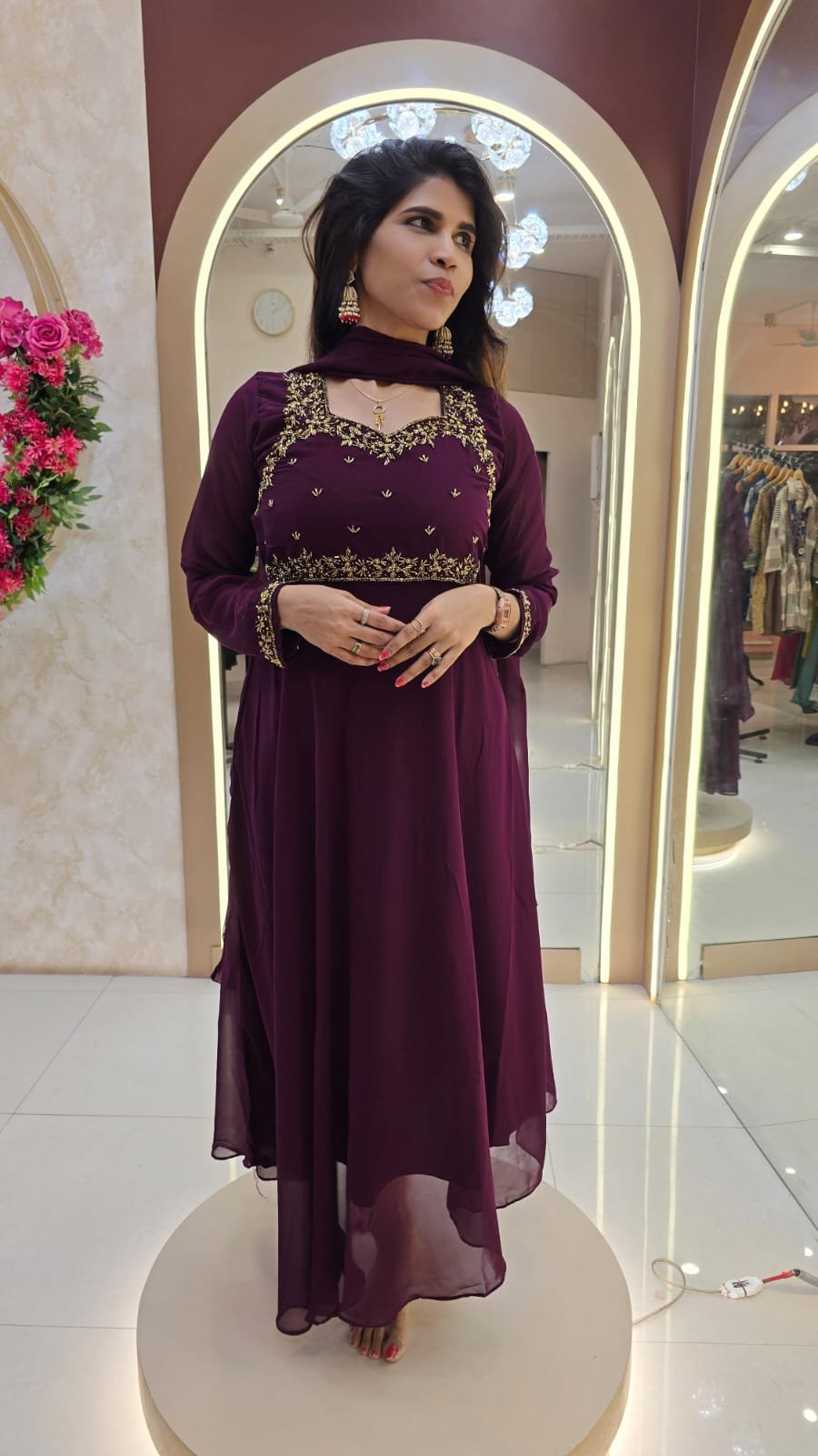 ANARKALI WITH SHAWL -FULL SLEEVES
