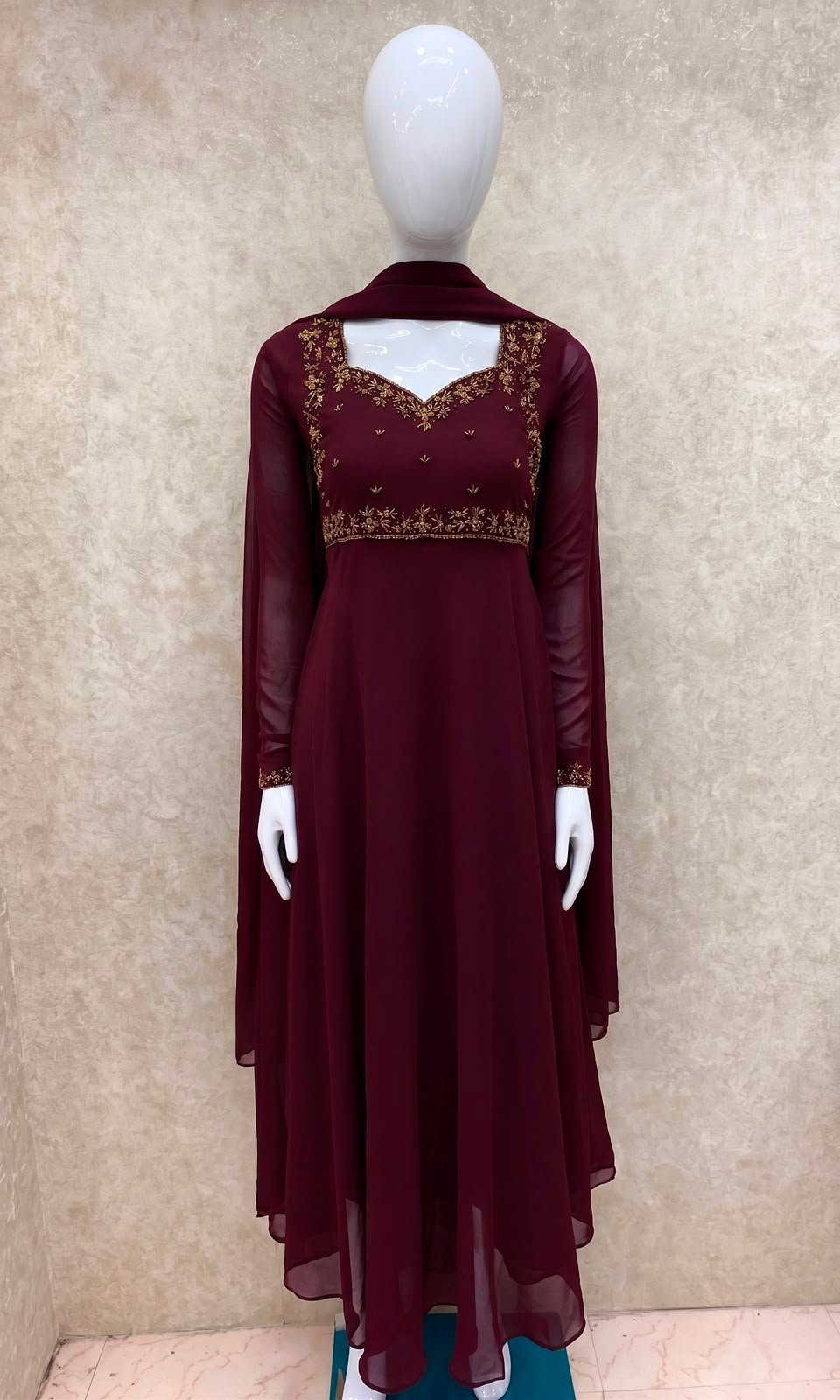 ANARKALI WITH SHAWL -FULL SLEEVES