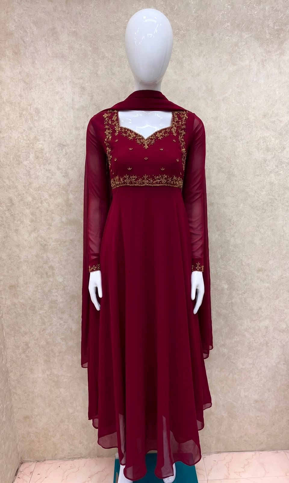 ANARKALI WITH SHAWL -FULL SLEEVES