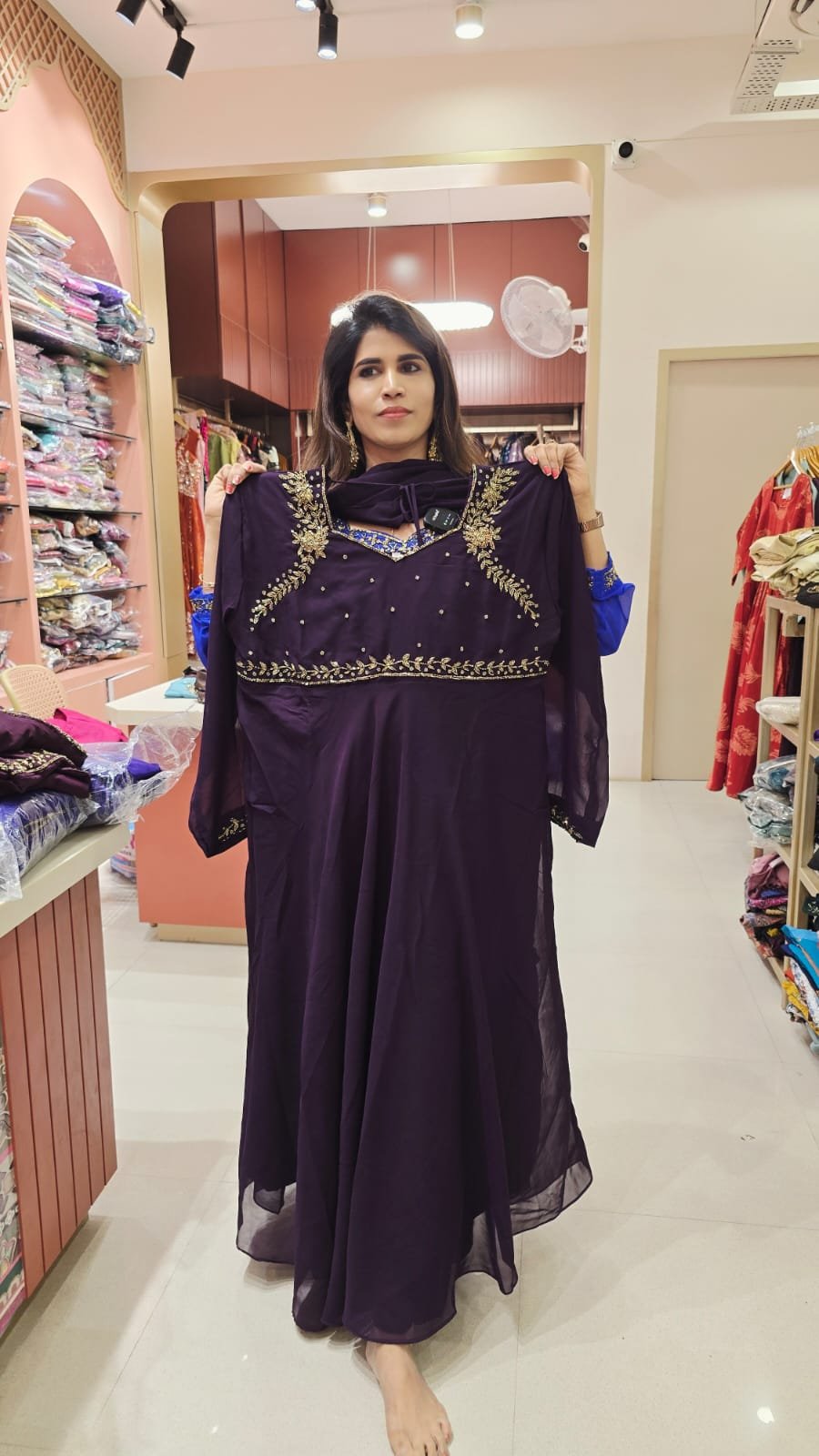 PLUS SIZE ANARKALI WITH SHAWL 3XL -6XL