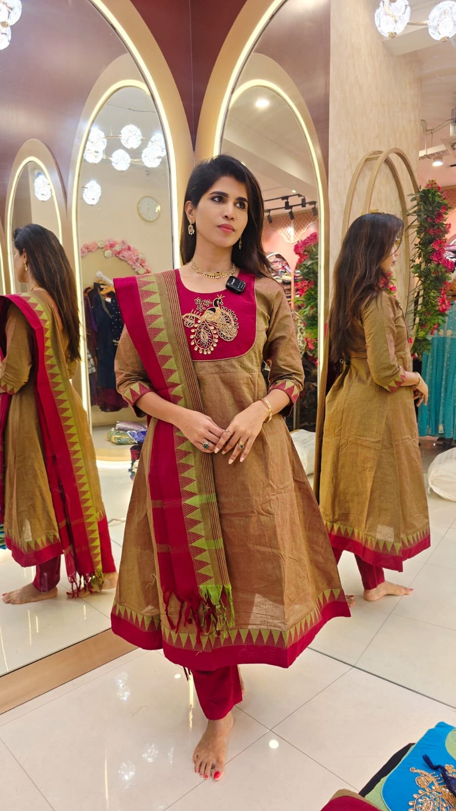 CHETTINADU COTTON ANARKALI 3PC SUIT