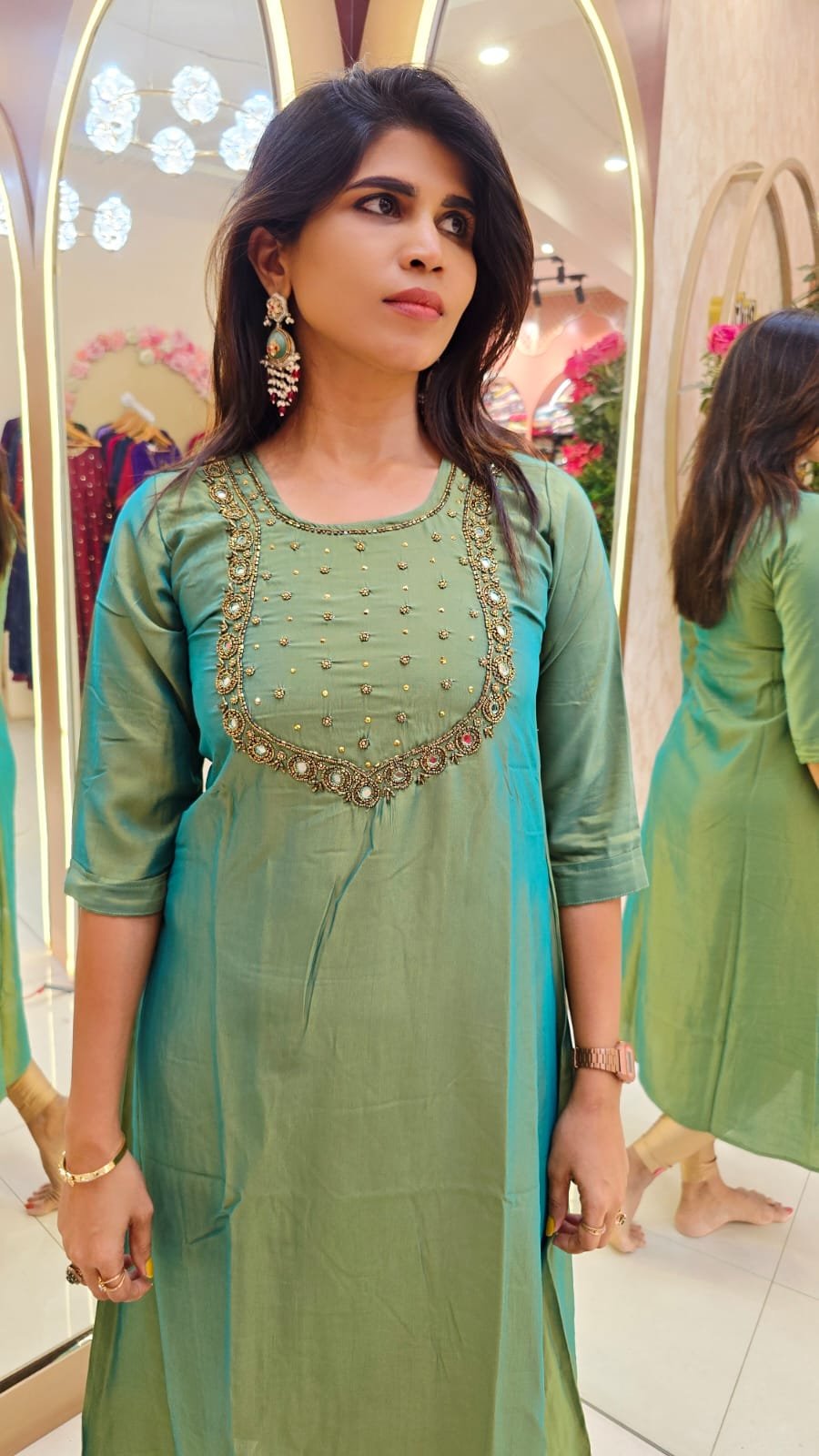 TAFETTA ALINE KURTI WITH LINING