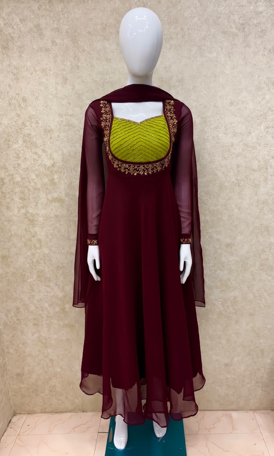 DUAL COLOUR ANARKALI WITH SHAWL