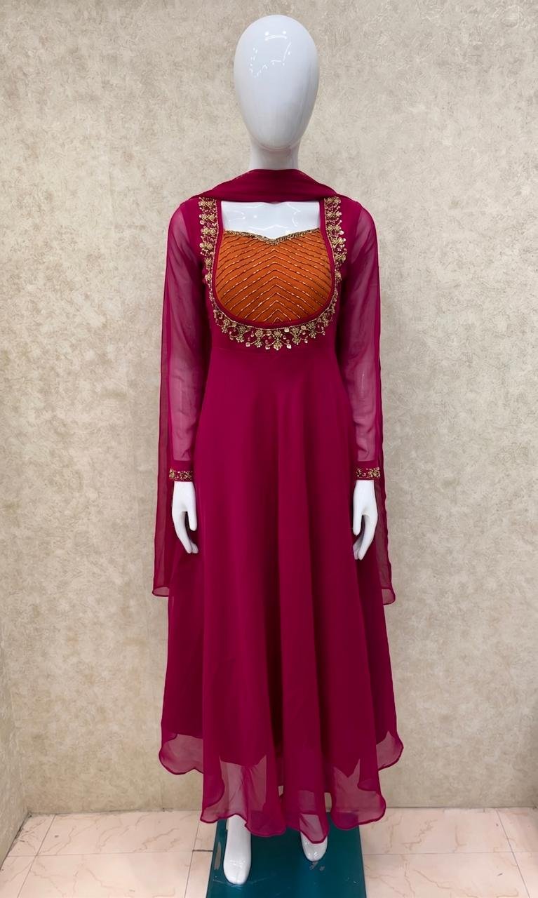 DUAL COLOUR ANARKALI WITH SHAWL