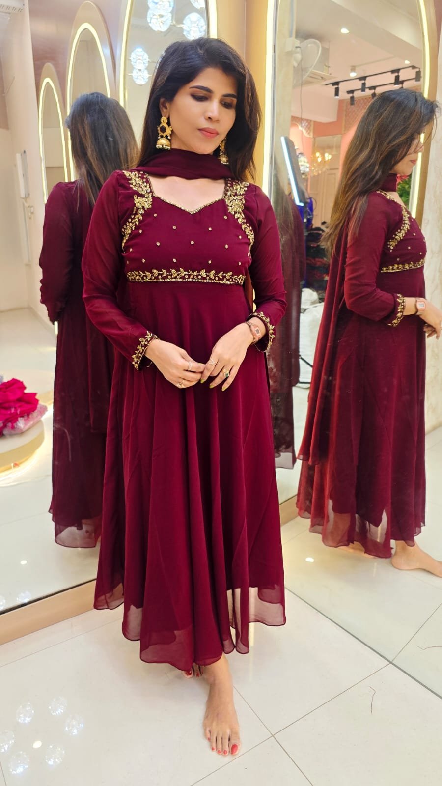 ANARKALI WITH SHAWL -FULL SLEEVES
