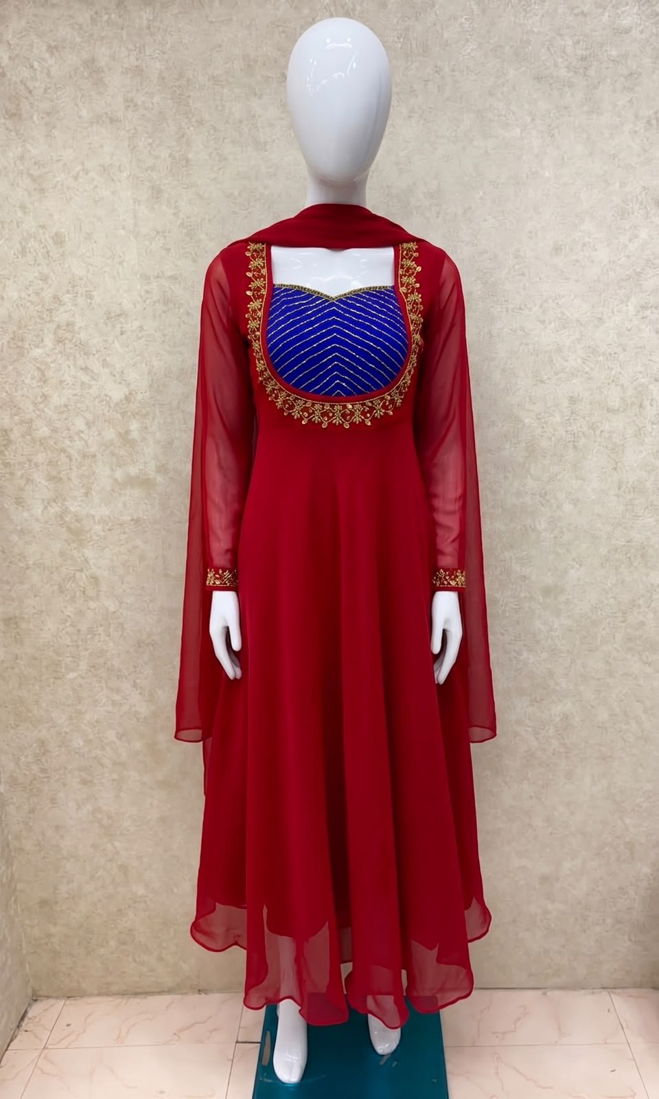 DUAL COLOUR ANARKALI WITH SHAWL