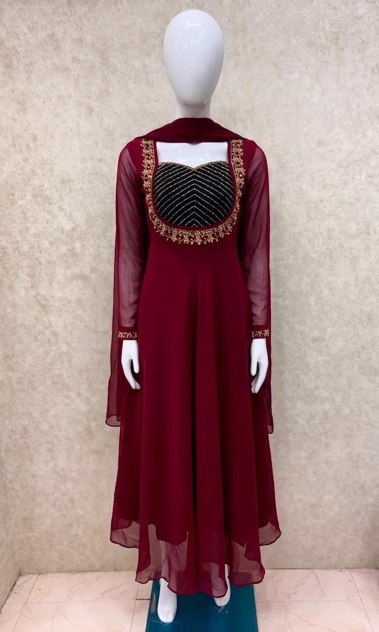 DUAL COLOUR ANARKALI WITH SHAWL