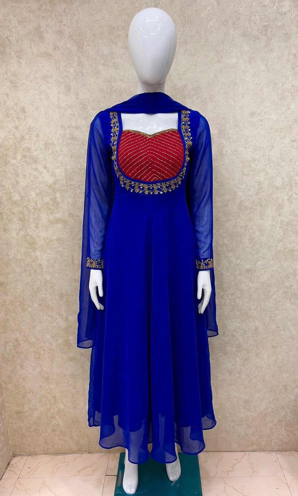 DUAL COLOUR ANARKALI WITH SHAWL
