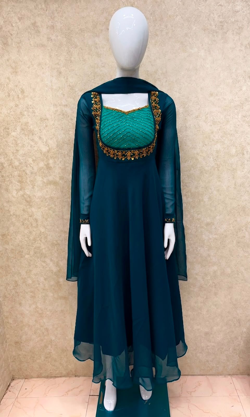 DUAL COLOUR ANARKALI WITH SHAWL