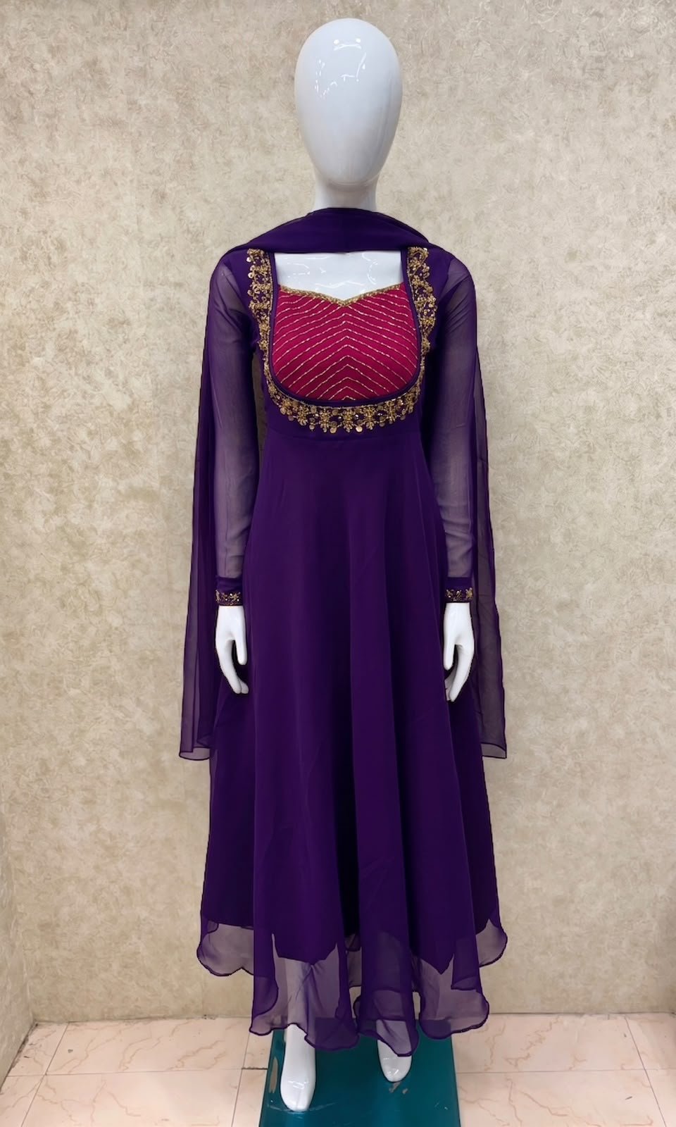 DUAL COLOUR ANARKALI WITH SHAWL